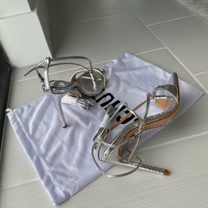 NWT - Silver Metallic Strap heels sandals